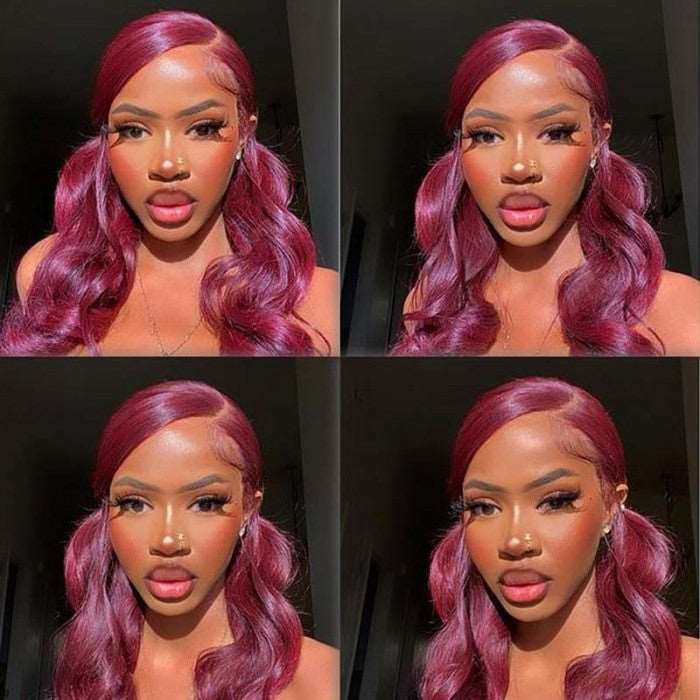 Invisible HD Lace Frontal Dark 99J Burgundy Straight 13x4 Lace Front Wigs for Women