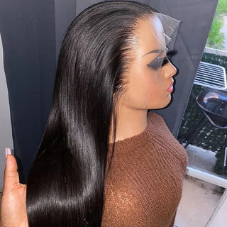 Glueless Silky Straight 13x4 HD Frontal Lace With 3 Bundles 180% Density 100% Human Hair