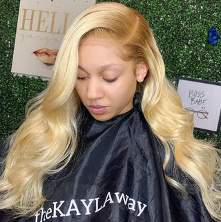 Brown Roots Ombre Blonde T4/613 Straight 13x4 Lace Frontal Wig