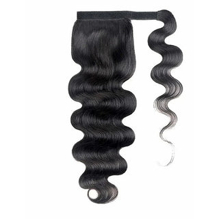 Body Wave Wrap-around Magic Velcro With Clip In Human Hair Ponytail Extension