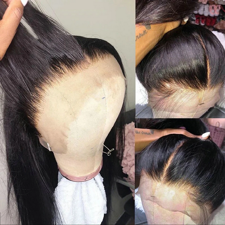 Glueless Silky Straight 13x4 HD Frontal Lace With 3 Bundles 180% Density 100% Human Hair