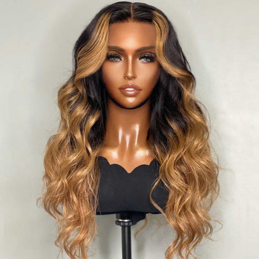 Ombre Undetectable Invisible Lace Closure Wig Glueless Human Hair Wig