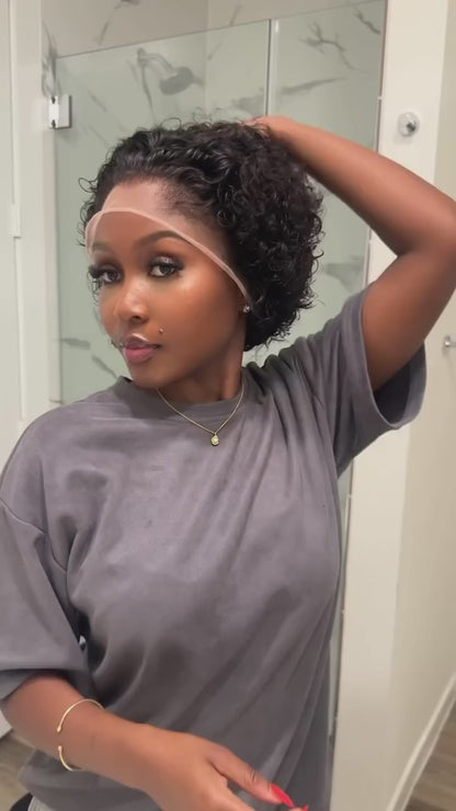 Chuchi Curly Pixie Cut Human Hair Lace Wig