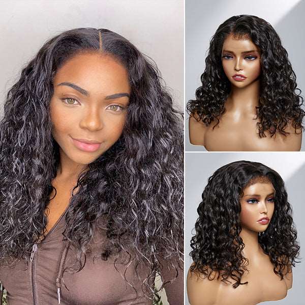 Deep Wave Bob Wig Lace Front Wigs Human Hair Water Wave Bob Wigs 13x4 Transparent Lace Frontal Wigs