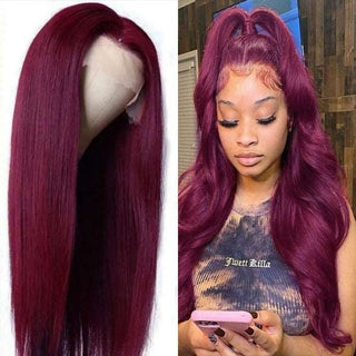 Invisible HD Lace Frontal Dark 99J Burgundy Straight 13x4 Lace Front Wigs for Women